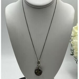 WAXING POETIC WP Sterling‎ Silver Fleur De Lis Wax Sealed Pendant Necklace 16".